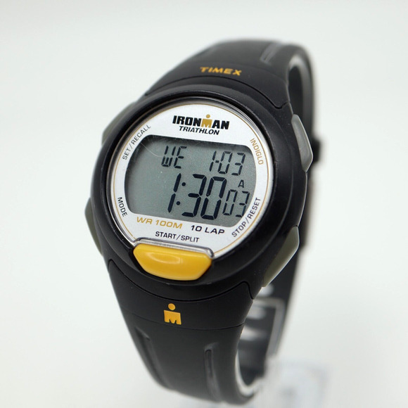 Timex Ironman Triathlon Watch Men Indiglo 40mm Black Orange 10 Lap w New Battery - Picture 1 of 14